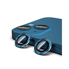 Metal Ring with HD Tempered Glass for iPhone 15 / 15 Plus (BLUE)