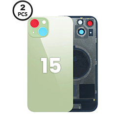 Back Glass with Frame and MagSafe Magnet for iPhone 15 (Pack of 2) (NO LOGO) (GREEN) 