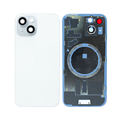 Shop the Back Glass with Frame and MagSafe Magnet for iPhone 15 in blue, without the logo.
