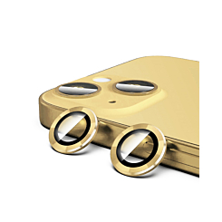 Order the Metal Ring with HD Tempered Glass for iPhone 15 and 15 Plus in Gold.