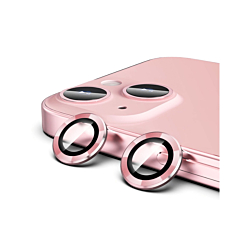 Grab the wholesale deals on the Metal Ring with HD Tempered Glass for iPhone 15 and 15 Plus in Pink.