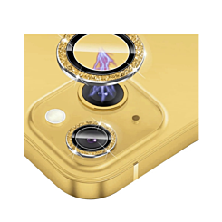 Grab the wholesale deals on the Glitter Diamond Camera Lens with HD Tempered Glass for iPhone 15 and 15 Plus in Gold.
