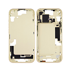 Stock up on the Middle Frame with Small Parts for iPhone 15 in yellow, US version.
