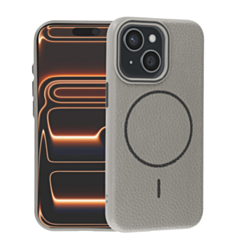 Magnetic Leather Soft Cases (TIT GRAY) for iPhone 14 Plus / 15 Plus (Only Ground Shipping)
