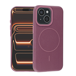 Magnetic Leather Soft Cases (SUNSET PURPLE) for iPhone 14 Plus / 15 Plus (Only Ground Shipping)