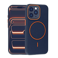 Magnetic Leather Soft Cases - BLUE & ORANGE for iPhone 15 Pro (Only Ground Shipping)