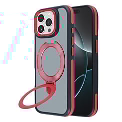 Matte Transparent Case with Wireless Charging Kickstand - RED for iPhone 15 Pro Max (Only Ground Shipping)