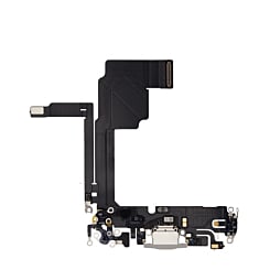 Buy the Charging Port Flex Cable for iPhone 15 Pro in White Titanium, Aftermarket.