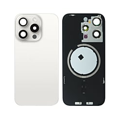 Grab the wholesale deals on the Back Glass with Frame and MagSafe Magnet for iPhone 15 Pro, no logo, white titanium.