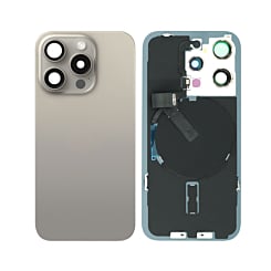 Shop the Back Glass with Wireless NFC and MagSafe for iPhone 15 Pro, no logo, natural titanium.