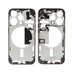 Purchase the Middle Frame with Small Parts for iPhone 15 Pro in Black Titanium, International Version, OEM Pull B Grade.

