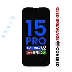 Order the OLED Assembly for iPhone 15 Pro, Aftermarket QV8 Soft Version 2, 120HZ, IC transfer eligible.