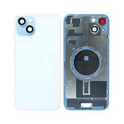 Buy the Back Glass with Frame and MagSafe Magnet for iPhone 15 Plus, no logo, in blue.
