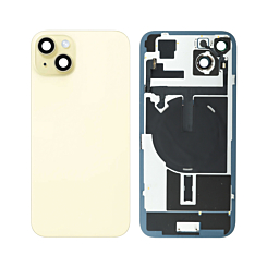 Order the yellow Back Glass without logo, with Frame, Wireless NFC Charging Flex, and MagSafe Magnet for iPhone 15 Plus.
