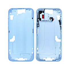 Stock up on the blue middle frame with small parts for iPhone 15 Plus — international version.