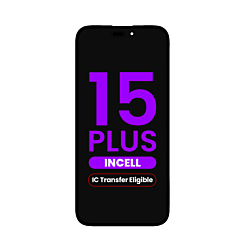 Stock up on the LCD assembly for iPhone 15 Plus — aftermarket Incell QV7, IC transfer eligible.