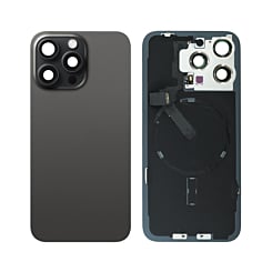 Purchase the black titanium back glass with frame, wireless NFC charging flex, and MagSafe magnet for iPhone 15 Pro Max, no logo.