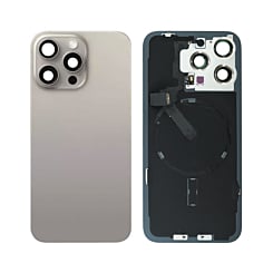 Stock up on the natural titanium back glass with frame, wireless NFC charging flex, and MagSafe magnet for iPhone 15 Pro Max, no logo.