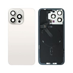 Buy the white titanium back glass with frame, wireless NFC charging flex, and MagSafe magnet for iPhone 15 Pro Max, no logo.