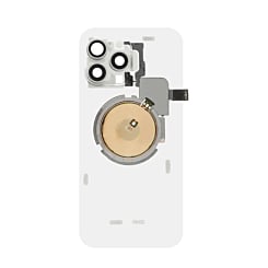 Clear Back Glass with Wireless NFC and MagSafe Magnet for iPhone 15 Pro Max (NO LOGO) (WHITE TITANIUM)