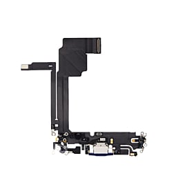 Buy the Charging Port Flex Cable for iPhone 15 Pro Max in blue titanium, aftermarket version.