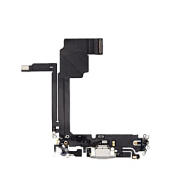 Order the Charging Port Flex Cable for iPhone 15 Pro Max in white titanium, aftermarket version.