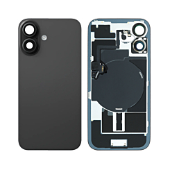 Back Glass with MagSafe Magnet & NFC & Flashlight Flex for iPhone 16 (NO LOGO) (BLACK)