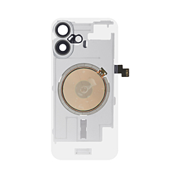 Clear Back Glass with Wireless NFC and MagSafe Magnet for iPhone 16 (NO LOGO) (BLACK)