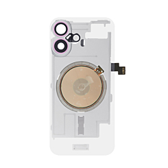 Clear Back Glass with Wireless NFC and MagSafe Magnet for iPhone 16 (NO LOGO) (PINK)