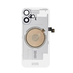 Clear Back Glass with Wireless NFC and MagSafe Magnet for iPhone 16 (NO LOGO) (WHITE)