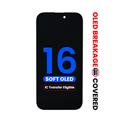 Shop the aftermarket QV8 soft OLED assembly for iPhone 16 with IC transfer eligibility and exclusive OLED breakage warranty.