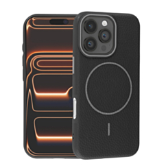 Magnetic Leather Soft Cases (BLACK) for iPhone 16 Pro (Only Ground Shipping)