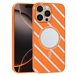 Magnetic Mirror Phone Case with Wireless Charging - ORANGE for iPhone 16 Pro Max (Only Ground Shipping)