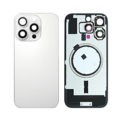 Back Glass with MagSafe Magnet for iPhone 16 Pro (NO LOGO) (WHITE TITANIUM)