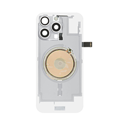 Clear Back Glass with Wireless NFC and MagSafe Magnet for iPhone 16 Pro Max (NO LOGO) (WHITE TITANIUM)