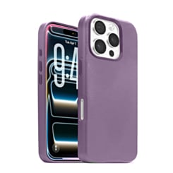 New Leather Case with Wireless Charger with IC Chip (LIGHT PURPLE) for iPhone 16 Pro Max (Only Ground Shipping)