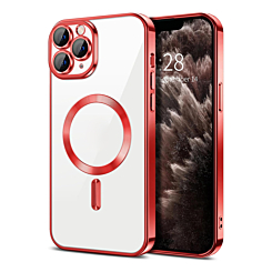 Shiny Wireless Charging Clear Case - RED for iPhone 16 Pro Max (Only Ground Shipping)