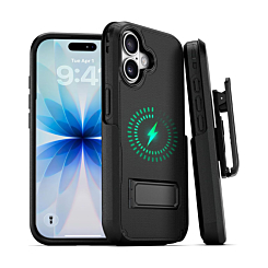 Dual Layer Hybrid Case and Belt Clip Holster - BLACK for iPhone 17 (Only Ground Shipping)