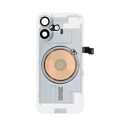 Clear Back Glass with Frame and Wireless NFC Charging Flex and MagSafe Magnet for iPhone 17 (NO LOGO) (WHITE)