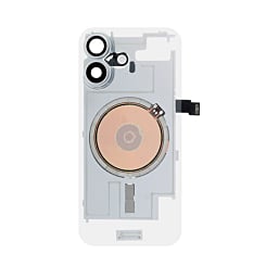 Clear Back Glass with Frame and Wireless NFC Charging Flex and MagSafe Magnet for iPhone 17 (NO LOGO) (WHITE)