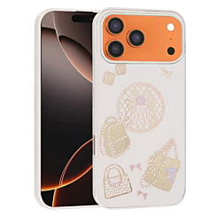 Luxury Diamond Shiny Cases with Bag Design - WHITE for iPhone 17 Pro (Only Ground Shipping)