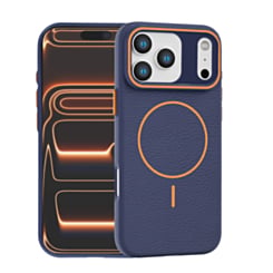 Magnetic Leather Soft Cases (WAYNE BLUE & ORANGE) for iPhone 17 Pro (Only Ground Shipping)