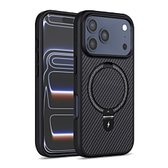  Magnetic Kickstand Case  with Carbon Fiber -BLACK for iPhone 17 Pro (Only Ground Shipping)