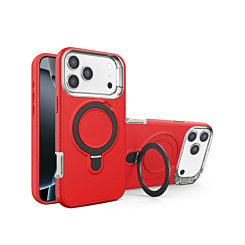 Support Heavy Duty Case with Wireless Charging Kickstand - RED for iPhone 17 Pro (Only Ground Shipping)
