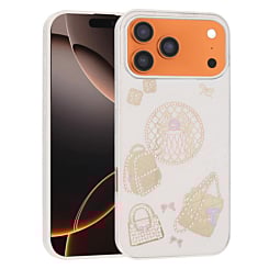 Luxury Diamond Shiny Cases with Bag Design - WHITE for iPhone 17 Pro Max (Only Ground Shipping)