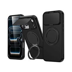 Flip Lens Cover Case with MagSafe Ring Kickstand (BLACK) for iPhone 17 Pro Max (Only Ground Shipping)