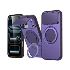 Flip Lens Cover Case with MagSafe Ring Kickstand (PURPLE) for iPhone 17 Pro Max (Only Ground Shipping)