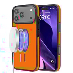 Full Cover Leather Design Wireless Charging Case - ORANGE for iPhone 17 Pro Max (Only Ground Shipping)