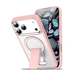 Clear Magnetic Case with Built-in Kickstand for iPhone 17 Pro Max (PINK) (Only Ground Shipping)