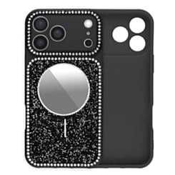 Glitter Rhinestone Mirror Case with MagSafe Ring (BLACK) for iPhone 17 Pro Max (Only Ground Shipping)